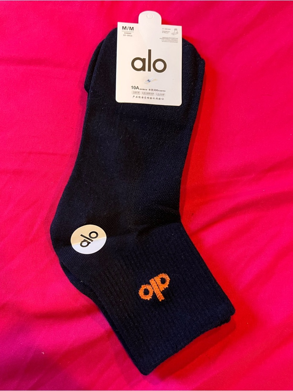 ALO Yoga unisex Crew Socks with Orange Logo